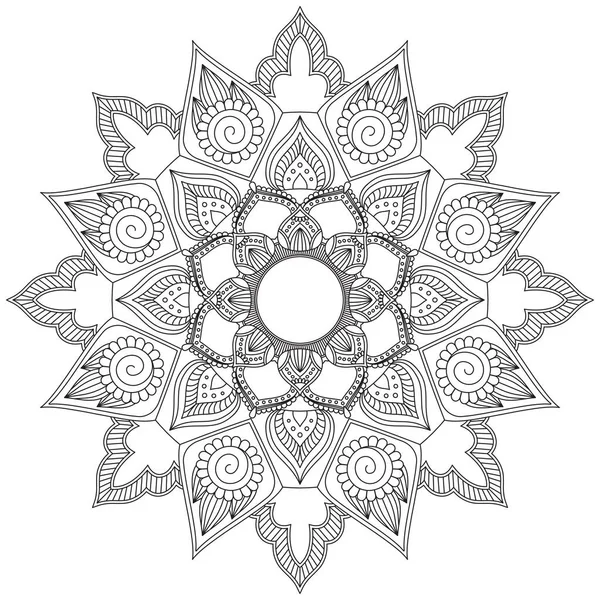 Bladblomst Petal Coloring Mandala Art Simple Graphic Shape Vector Floral – stockvektor