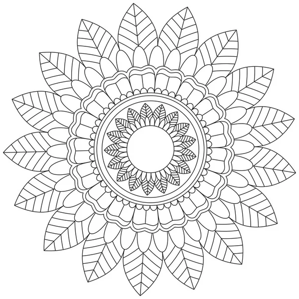 Levél Virág Szirom Színezés Mandala Art Egyszerű Grafikus Alak Vektor — Stock Vector