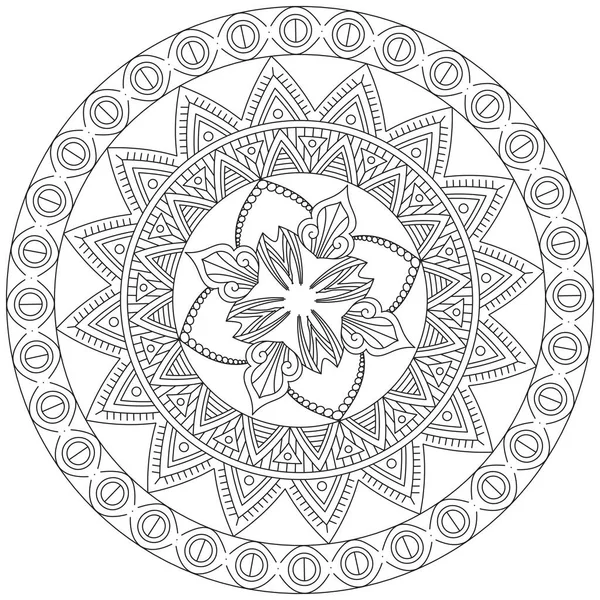 Levél Virág Szirom Színezés Mandala Art Egyszerű Grafikus Alak Vektor — Stock Vector