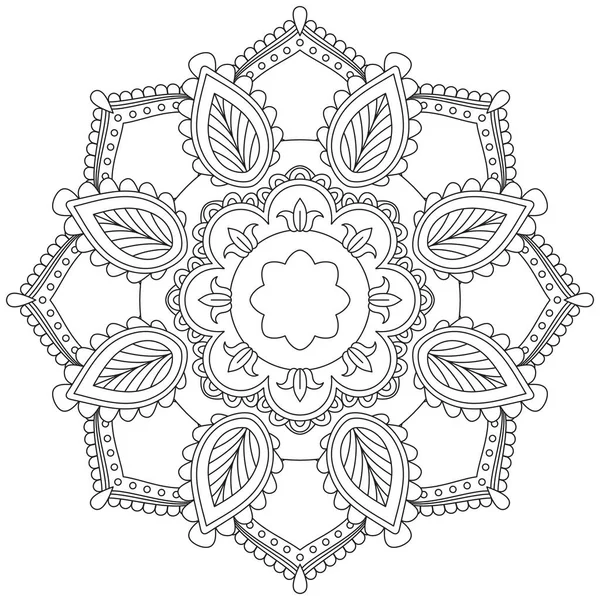 Hoja Flor Pétalo Colorear Mandala Arte Forma Gráfica Simple Vector — Archivo Imágenes Vectoriales