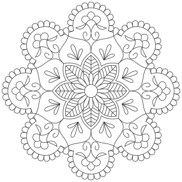 Feuille Fleur Pétale Coloriage Mandala Art Simple Forme Graphique Vecteur — Image vectorielle