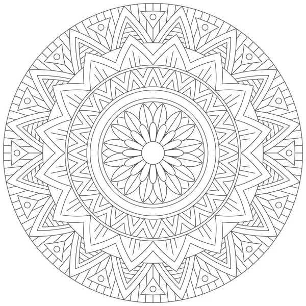 Hoja Flor Pétalo Colorear Mandala Arte Forma Gráfica Simple Vector — Vector de stock