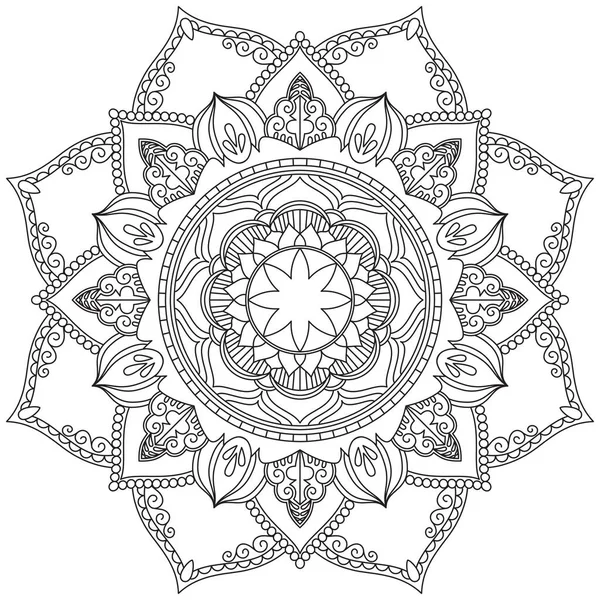 Hoja Flor Pétalo Colorear Mandala Arte Forma Gráfica Simple Vector — Archivo Imágenes Vectoriales