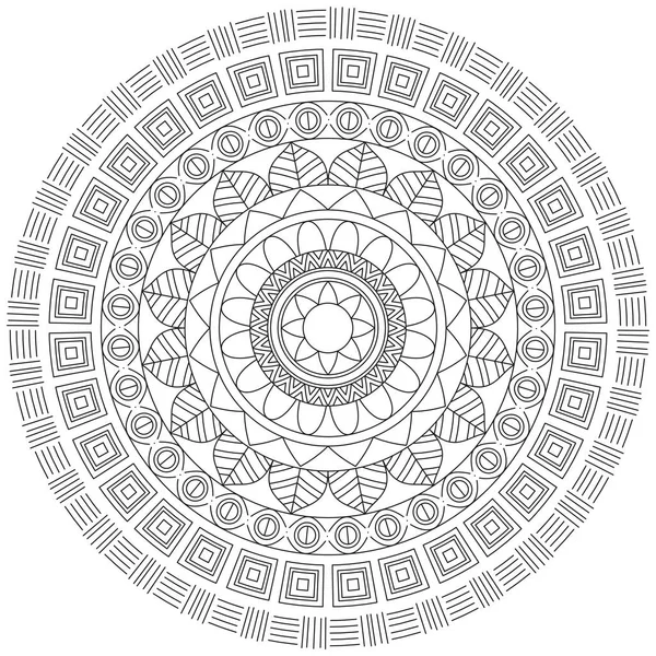 Listový Květní Lístky Zbarvení Mandala Umění Jednoduchý Grafický Tvar Vektor — Stockový vektor