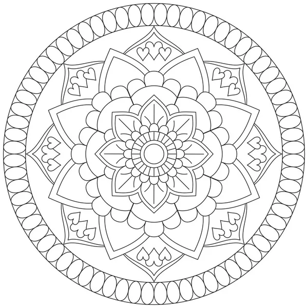 Hoja Flor Pétalo Colorear Mandala Arte Forma Gráfica Simple Vector — Vector de stock