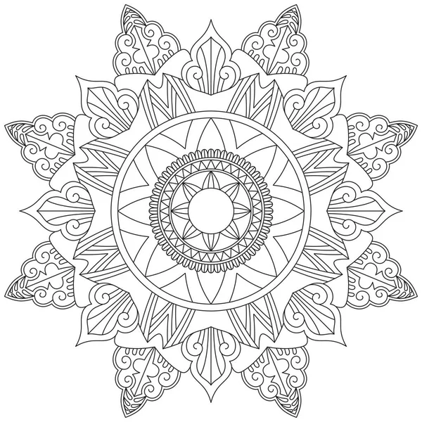 Hoja Flor Pétalo Colorear Mandala Arte Forma Gráfica Simple Vector — Vector de stock