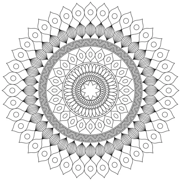 Blad Blomma Petal Färgläggning Mandala Konst Enkel Grafisk Form Vektor — Stock vektor