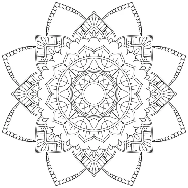 Hoja Flor Pétalo Colorear Mandala Arte Forma Gráfica Simple Vector — Vector de stock