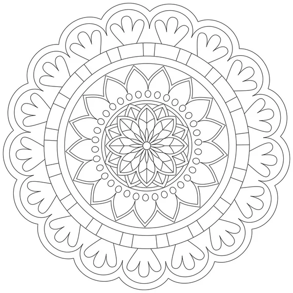 Kwiat Liści Fioletowy Kolorowanki Mandala Sztuka Prosta Grafika Kształt Wektor — Wektor stockowy