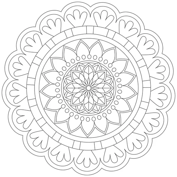 Hoja Flor Pétalo Colorear Mandala Arte Forma Gráfica Simple Vector — Vector de stock