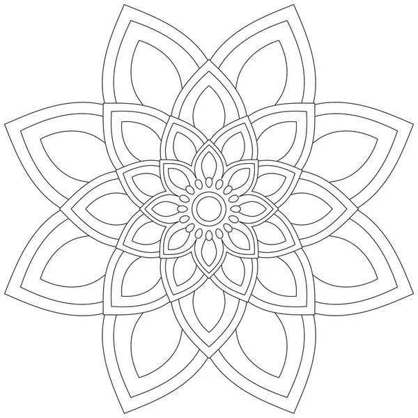 Hoja Flor Pétalo Colorear Mandala Arte Forma Gráfica Simple Vector — Vector de stock