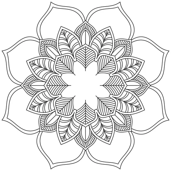 Hoja Flor Pétalo Colorear Mandala Arte Forma Gráfica Simple Vector — Vector de stock