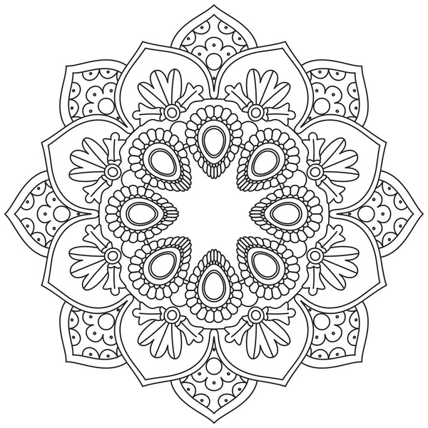 Blad Blomma Petal Färgläggning Mandala Konst Enkel Grafisk Form Vektor — Stock vektor