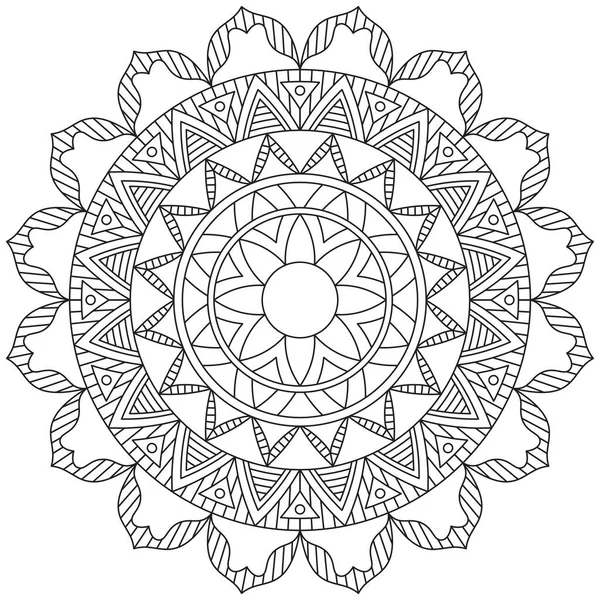 Bladblomst Petal Coloring Mandala Art Simple Graphic Shape Vector Floral – stockvektor