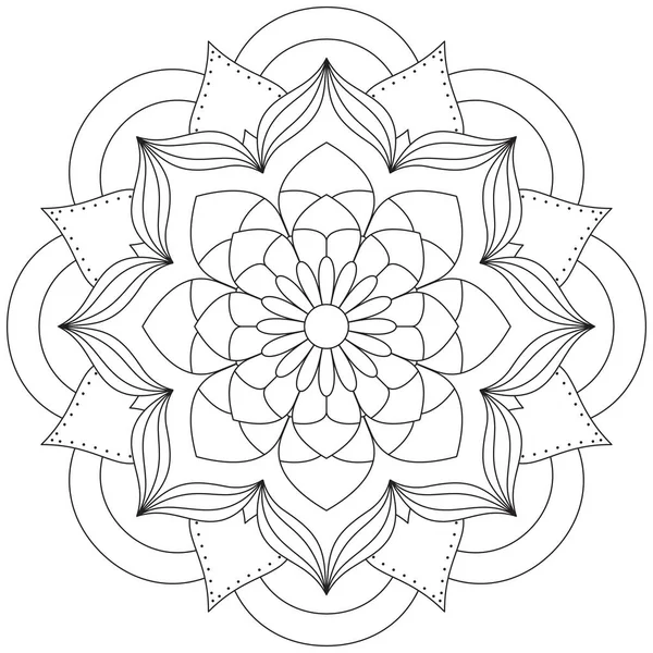 Hoja Flor Pétalo Colorear Mandala Arte Forma Gráfica Simple Vector — Vector de stock