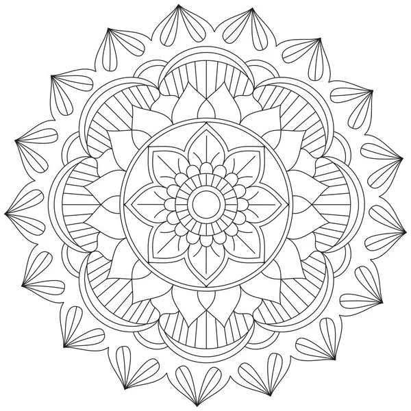 Hoja Flor Pétalo Colorear Mandala Arte Forma Gráfica Simple Vector — Vector de stock