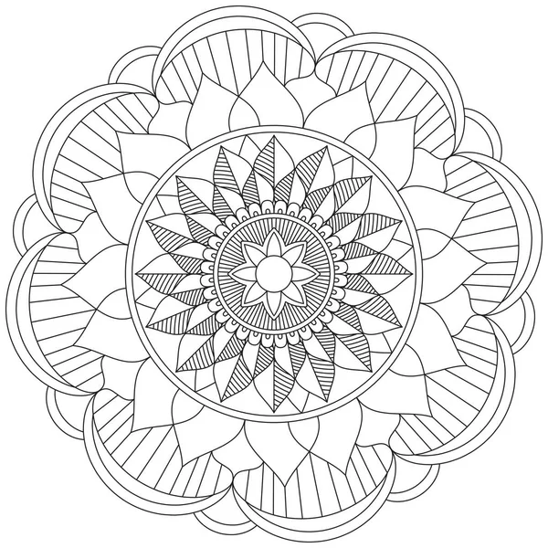 Hoja Flor Pétalo Colorear Mandala Arte Forma Gráfica Simple Vector — Archivo Imágenes Vectoriales