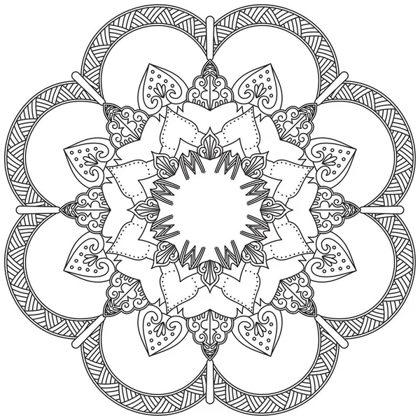 Листя Квітне Пелюче Забарвлення Мандала Мистецтво Проста Графічна Форма Vector — стоковий вектор
