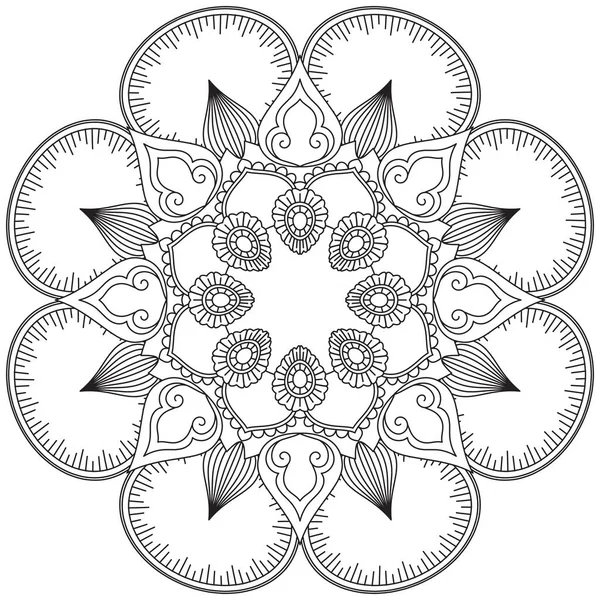 Feuille Fleur Pétale Coloriage Mandala Art Simple Forme Graphique Vecteur — Image vectorielle