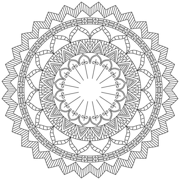 Hoja Flor Pétalo Colorear Mandala Arte Forma Gráfica Simple Vector — Vector de stock