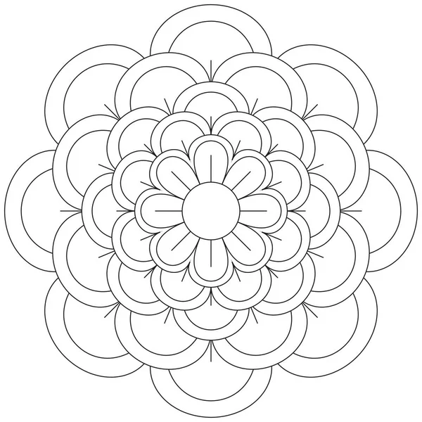 Blad Blomma Petal Färgläggning Mandala Konst Enkel Grafisk Form Vektor — Stock vektor