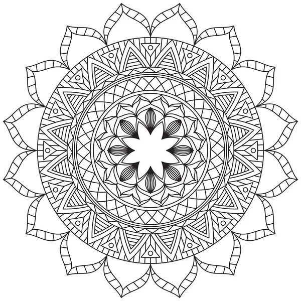 Blad Blomma Petal Färgläggning Mandala Konst Enkel Grafisk Form Vektor — Stock vektor