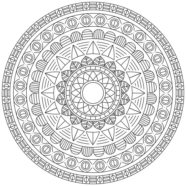 Hoja Flor Pétalo Colorear Mandala Arte Forma Gráfica Simple Vector — Vector de stock