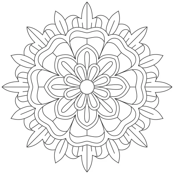 Hoja Flor Pétalo Colorear Mandala Arte Forma Gráfica Simple Vector — Vector de stock