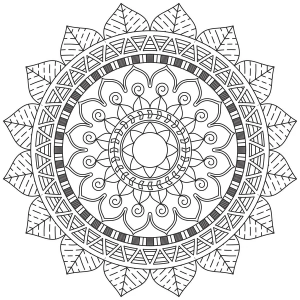 Hoja Flor Pétalo Colorear Mandala Arte Forma Gráfica Simple Vector — Vector de stock