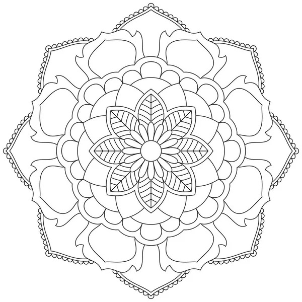 Hoja Flor Pétalo Colorear Mandala Arte Forma Gráfica Simple Vector — Archivo Imágenes Vectoriales