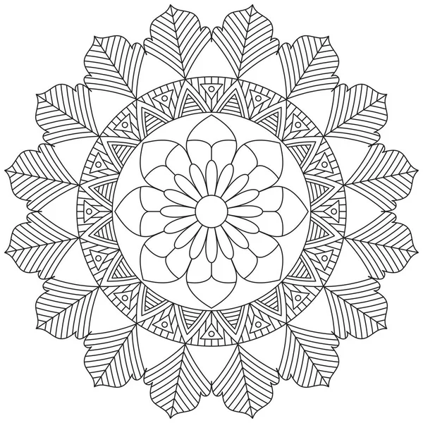 Blad Blomma Petal Färgläggning Mandala Konst Enkel Grafisk Form Vektor — Stock vektor