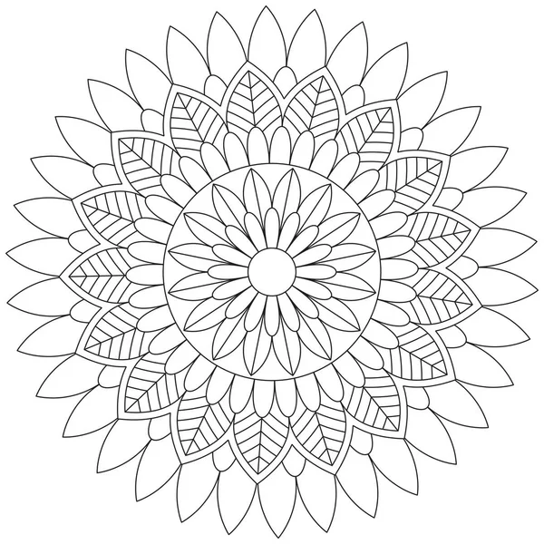 Feuille Fleur Pétale Coloriage Mandala Art Simple Forme Graphique Vecteur — Image vectorielle