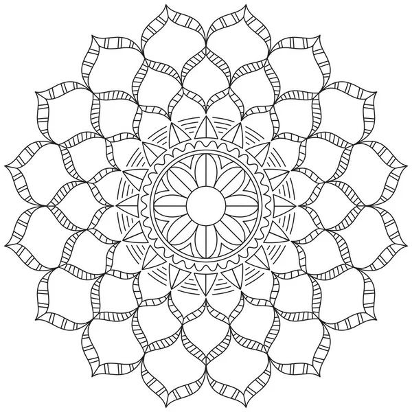 Hoja Flor Pétalo Colorear Mandala Arte Forma Gráfica Simple Vector — Vector de stock