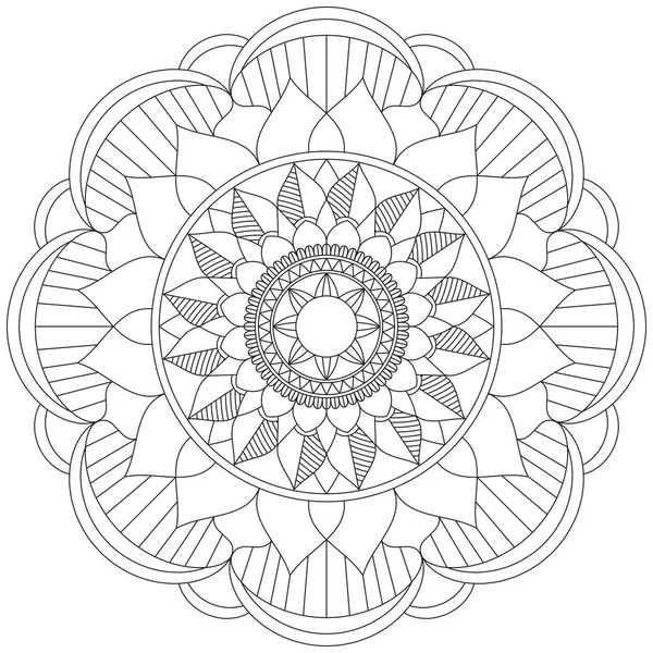 Hoja Flor Pétalo Colorear Mandala Arte Forma Gráfica Simple Vector — Archivo Imágenes Vectoriales