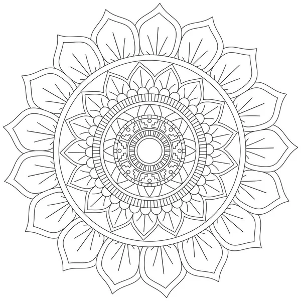 Hoja Flor Pétalo Colorear Mandala Arte Forma Gráfica Simple Vector — Vector de stock