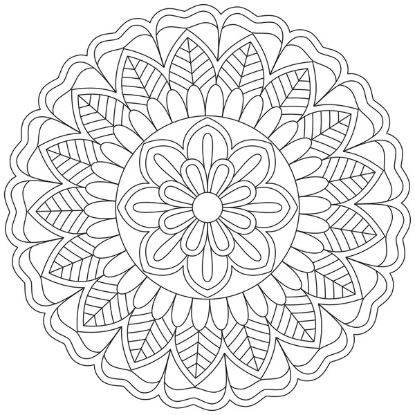 Levél Virág Szirom Színezés Mandala Art Egyszerű Grafikus Alak Vektor — Stock Vector