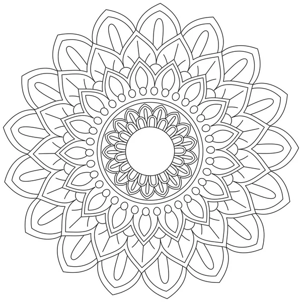 Blad Blomma Petal Färgläggning Mandala Konst Enkel Grafisk Form Vektor — Stock vektor