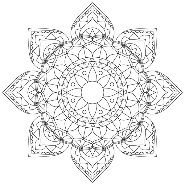 Hoja Flor Pétalo Colorear Mandala Arte Forma Gráfica Simple Vector — Vector de stock