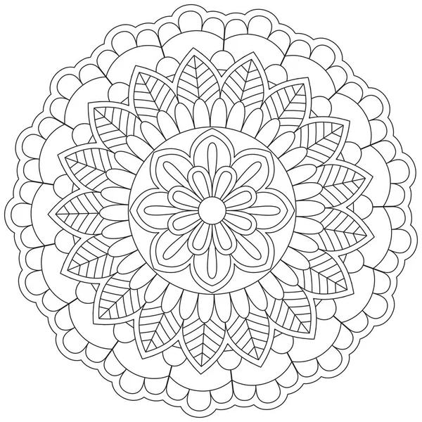 Blad Blomma Petal Färgläggning Mandala Konst Enkel Grafisk Form Vektor — Stock vektor