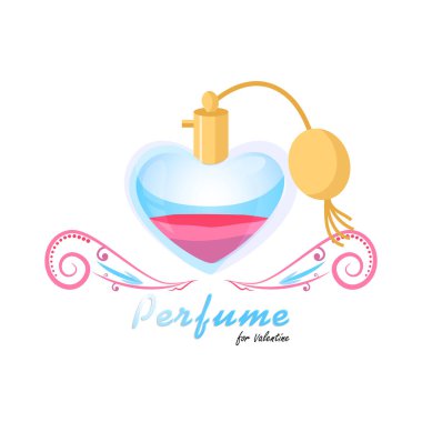 Sevgililer Günü için Parfüm Arabesk logosu, renkli vektör illüstrasyonu