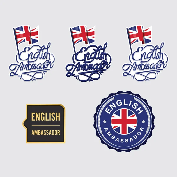 Engelsk Ambassadör Modern Storbritannien Emblem Logo Storbritannien Kalligrafi Färgglada Vektor — Stock vektor