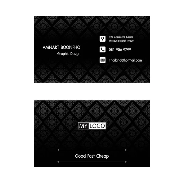 İş Kartı Şablonu, Tayland Deseni Arkaplanı, renkli vektör çizimi