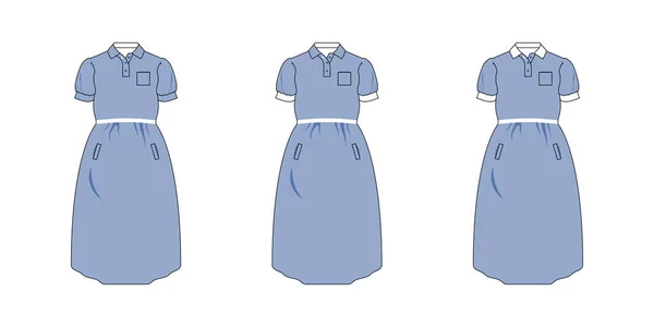 Doğum kıyafetleri şablonu seti, ön görünüm modeli, renkli vektör illüstrasyonu