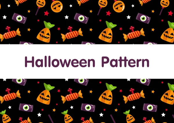 Şekerleme Canavarı ile Cadılar Bayramı Deseni, renkli vektör çizimi