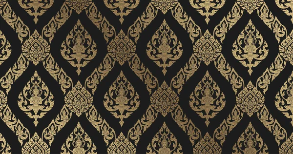 Padrão Ornamental Tailandês Fundo Preto —  Vetores de Stock