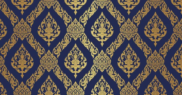 Thai Ornamental Pattern Blue Background — Stock Vector