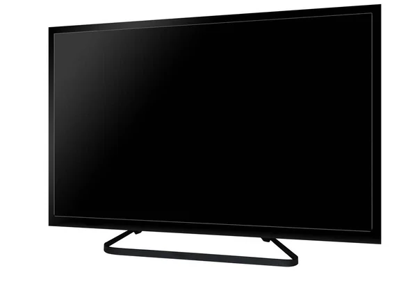 Moderner Schwarzer Fernseher Isoliert Auf Weißem Hintergrund — Stockfoto