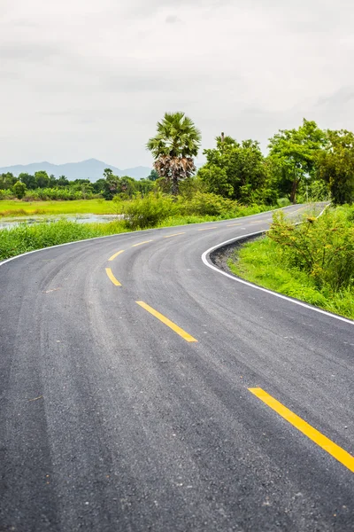 Strada asfaltata sulla campagna in Thailandia . — Foto Stock