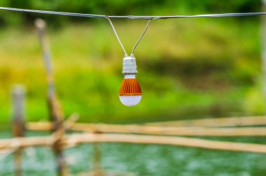 Light bulb field in fish farms. clipart