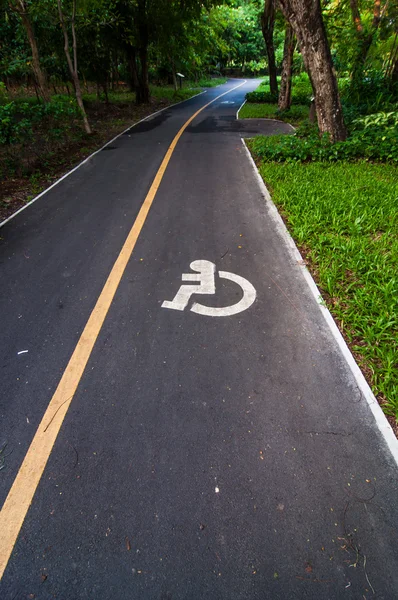 Straßenradfahrer und Rollstuhlfahrer im Garten, Thailand — Stockfoto
